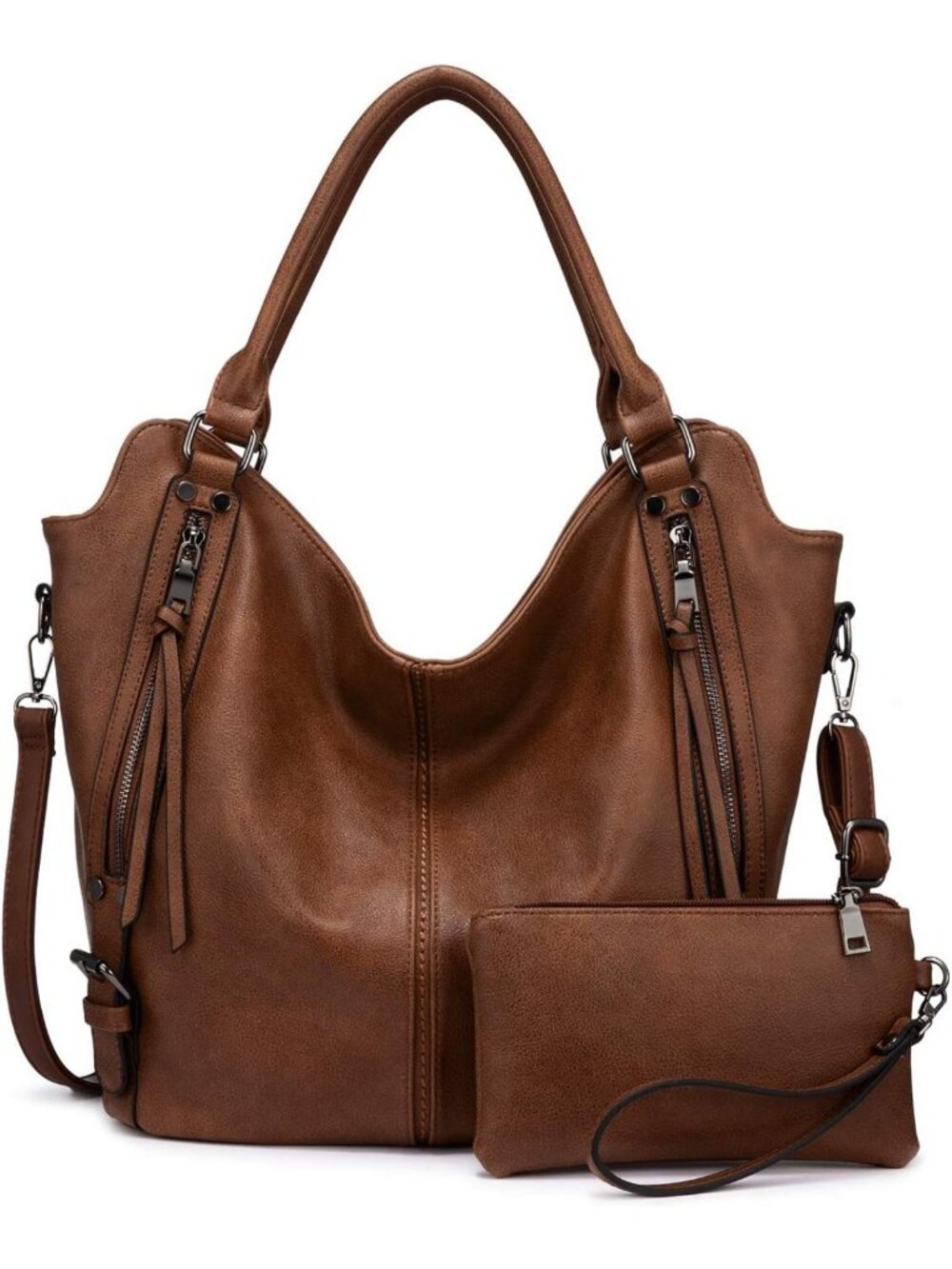 Stylish PU Leather Tote Bag for Women - Large Hobo Shoulder Purse with